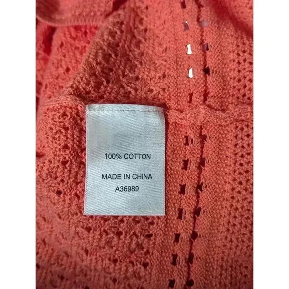 New Appleseed's Women's Small Coral Color Loose Knit Cardigan Sweater 3/4 - Picture 7 of 7